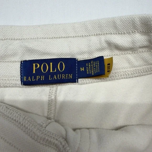 Polo Ralph Lauren Double Knit Jogger Pant Mens Medium Cream Pony Logo Athleisure - Picture 2 of 14